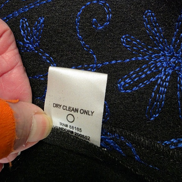 Metrostyle black Wool Blend Embroidered Coat Long Sleeve Button Front size Large - Picture 11 of 11